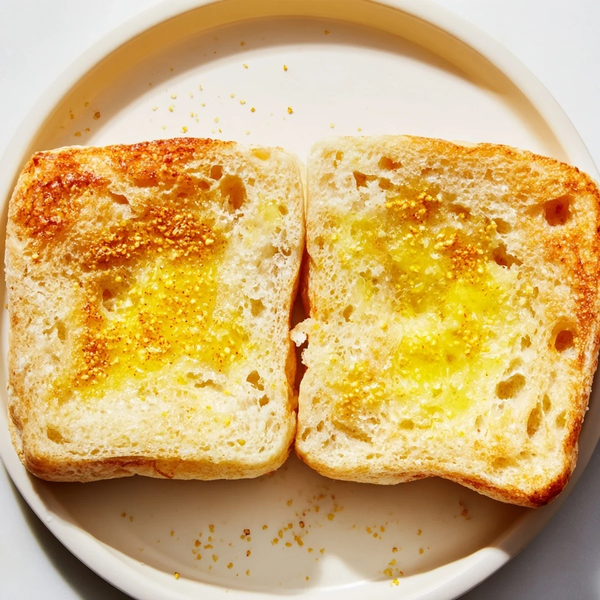 Freshly baked sheet pan English muffins, ready to be split, toasted, and topped with butter.