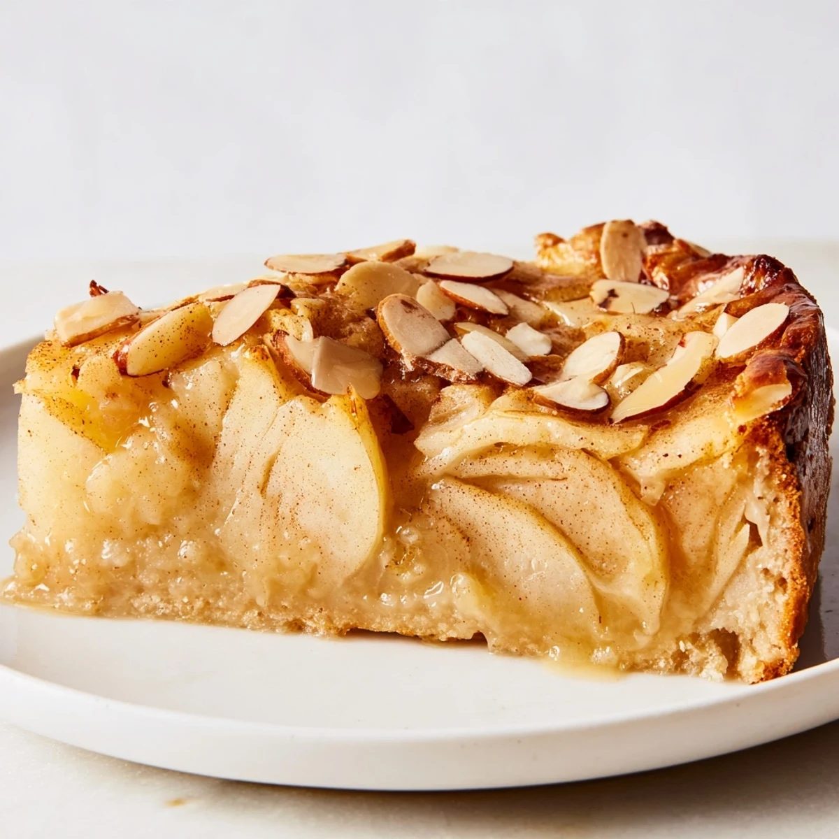 A slice of Rustic Crustless Apple Pie showcases tender, spiced apples in a creamy custard base.
