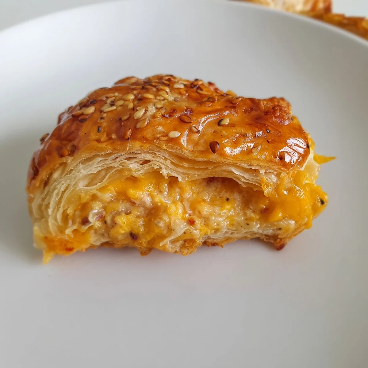 Warm, savory Cheese and Spice Puff Pastry Bites, showcasing the melted cheese and spiced flavors, ready to serve.