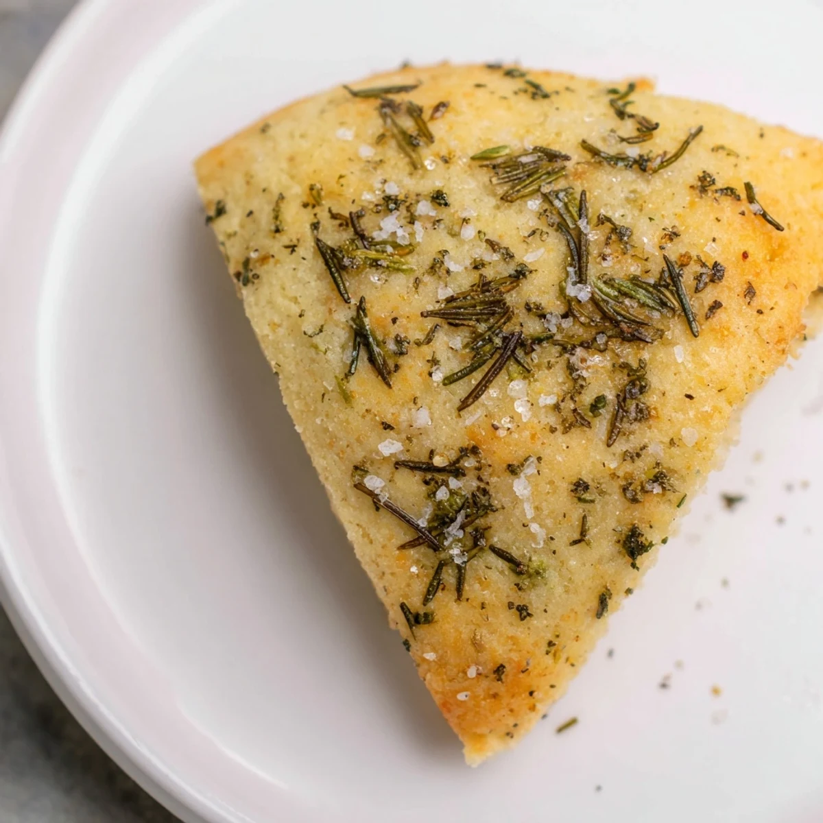This rustic, golden Yeast-Free Garlic and Rosemary Bannock Bread, scoring lines visible, awaits deliciousness.