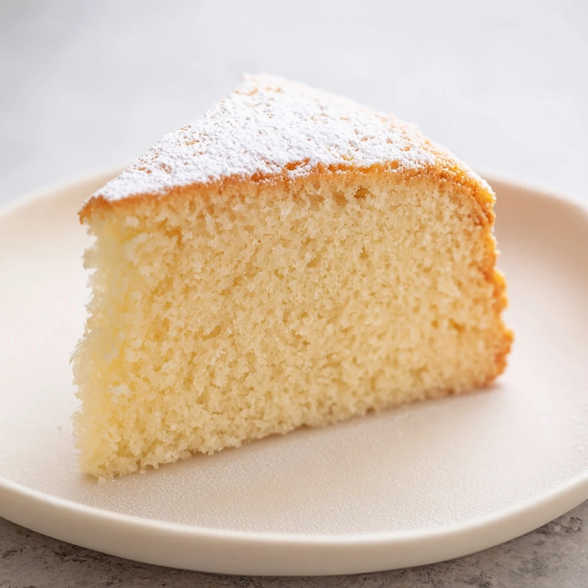 Fluffy, golden Simple 3-Ingredient Vanilla Sponge Cake, perfect for dessert, ready to slice.