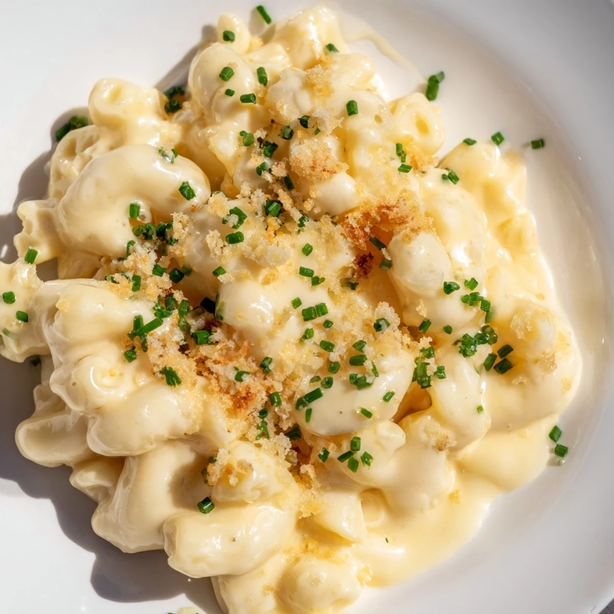 Tender pasta coated in cheese; a comforting bowl of stove-top mac and cheese, perfect for sharing.