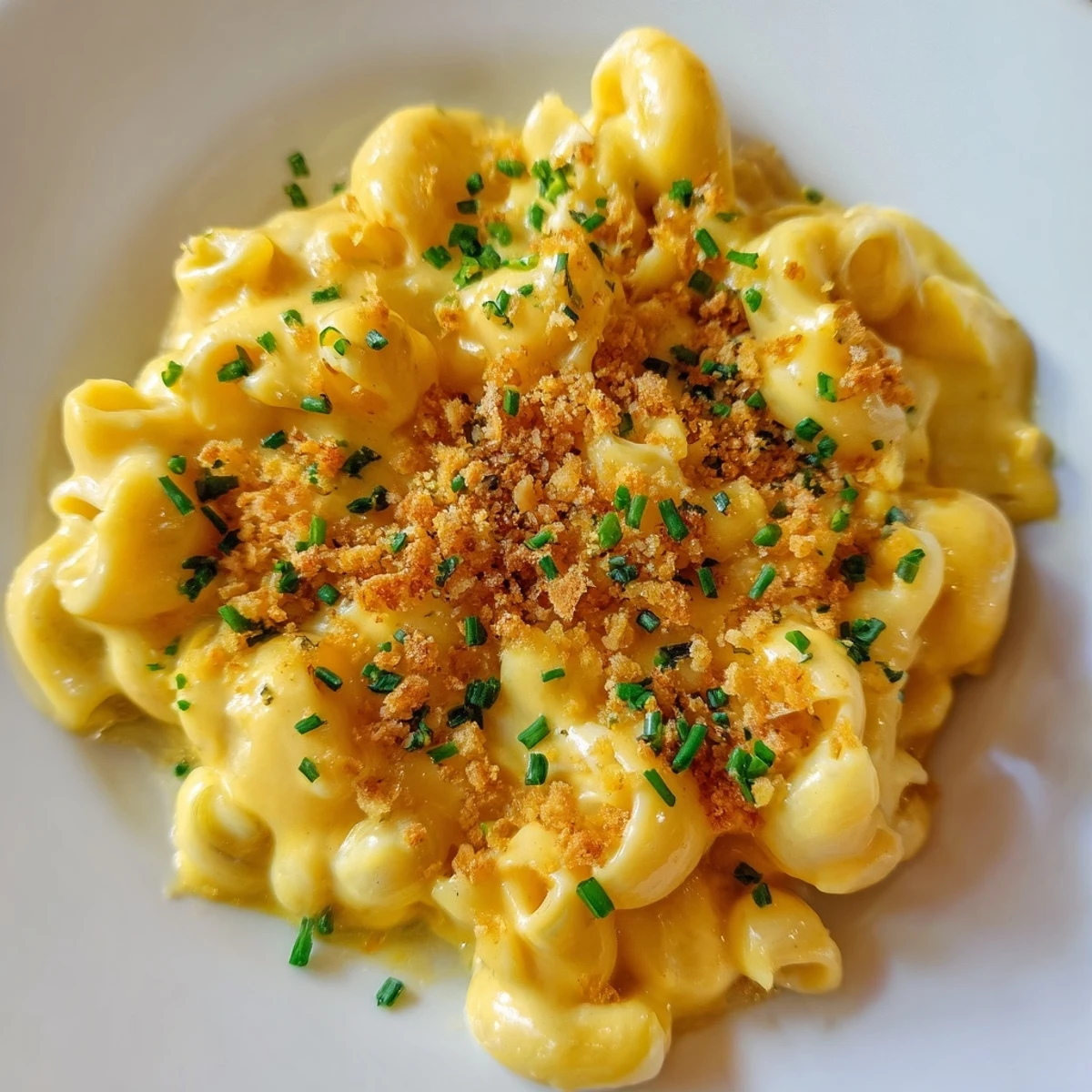Velvety, rich stove-top mac and cheese, topped with fresh herbs, a comforting homemade meal.