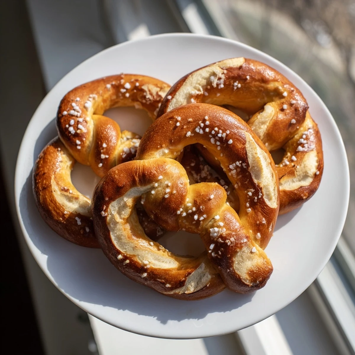 Mouthwatering Homemade Soft Pretzels, golden-brown and salted, ready to serve warm with mustard.
