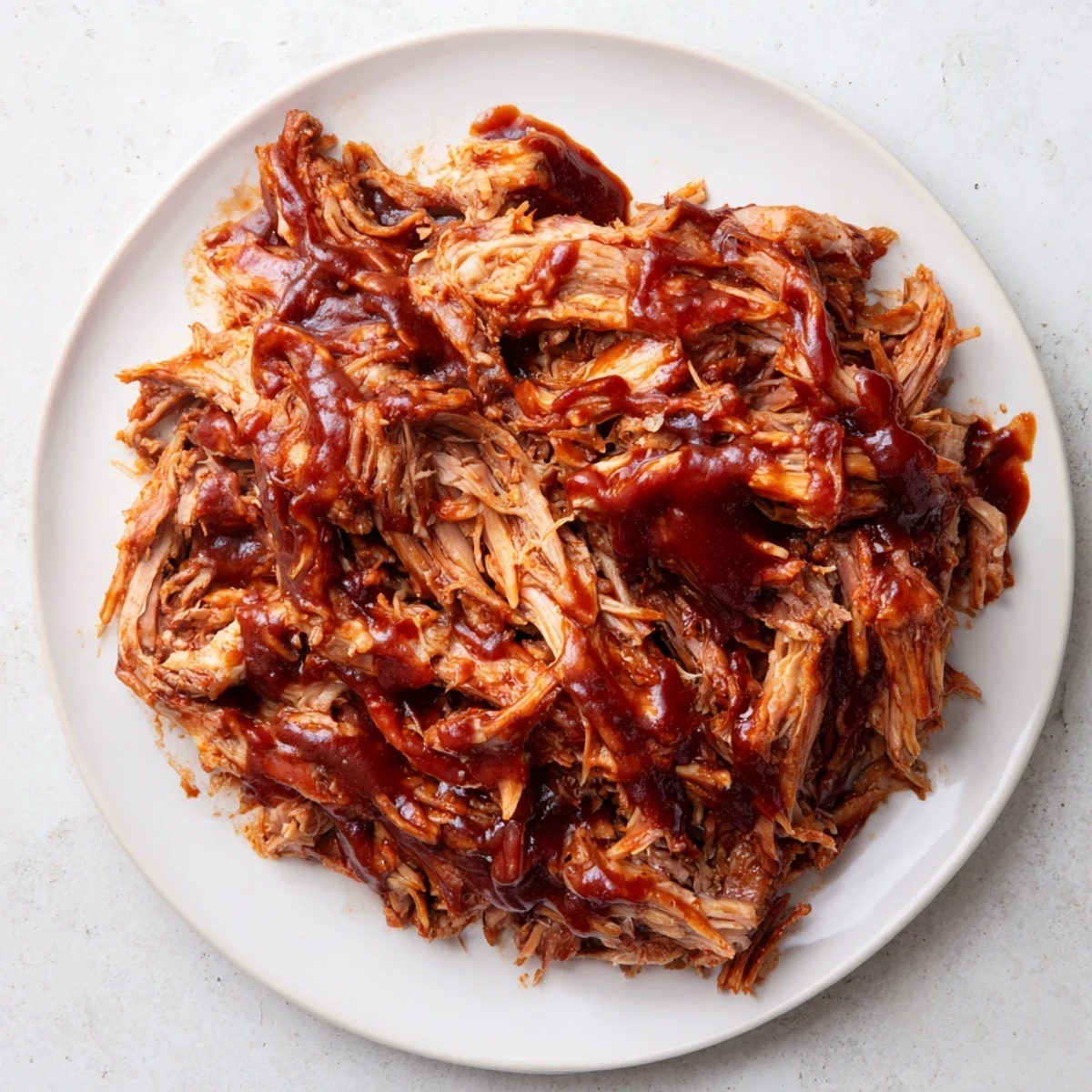 A steaming bowl of 5-Ingredient BBQ Pulled Pork, served over rice with a rich, smoky aroma.
