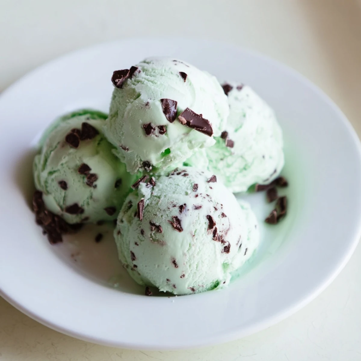 Creamy homemade Mint Chocolate Chip Ice Cream, swirled with refreshing mint and plenty of chocolate chips.