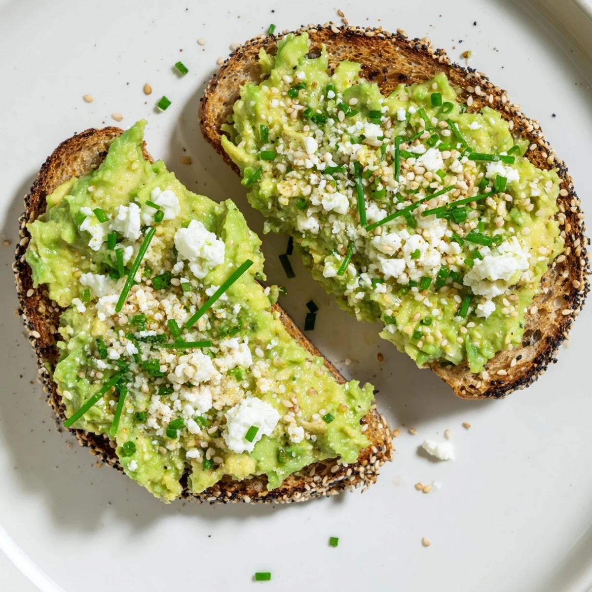 Freshly made avocado toast with everything, a quick breakfast, visually stunning and offering a delicious bite.