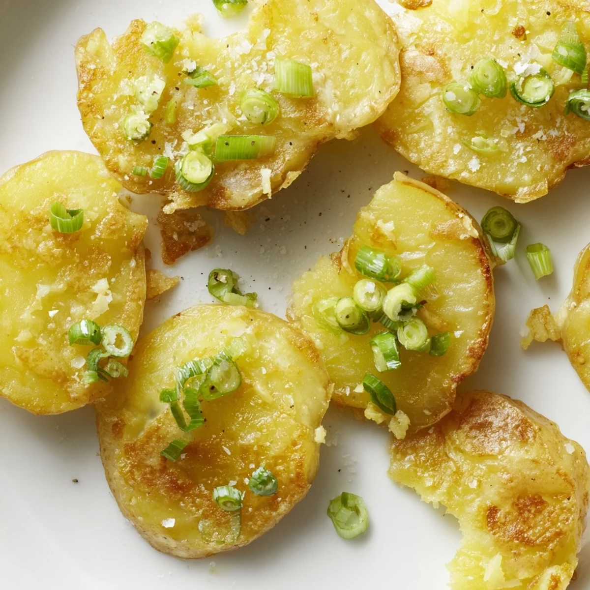 Golden brown Smashed Green Onion Potato Bombs offer a crispy, flavorful bite, perfect for any meal.