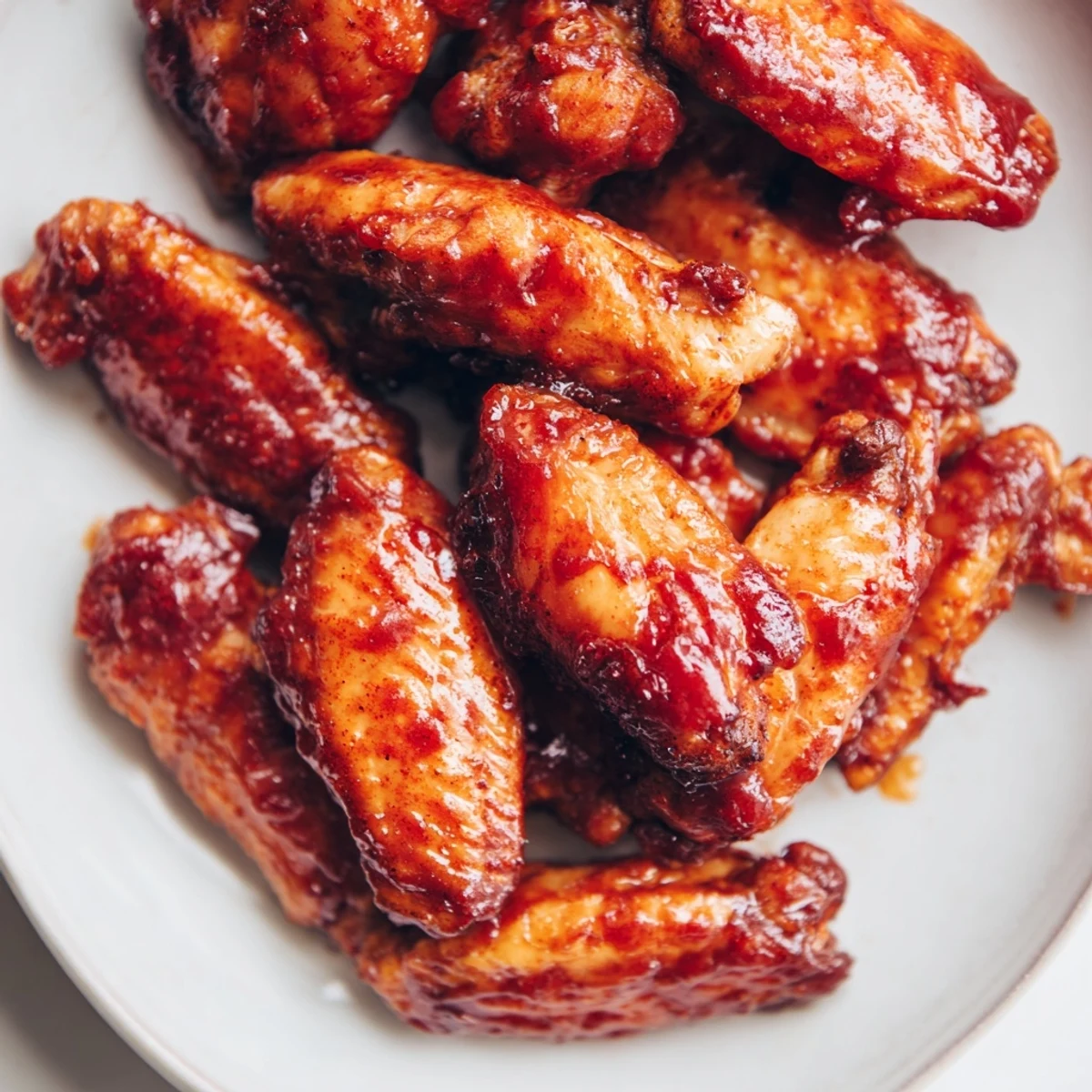Close-up of perfectly baked Baked Sticky Honey BBQ Wings, ready to be devoured with a delightful mix of flavors.