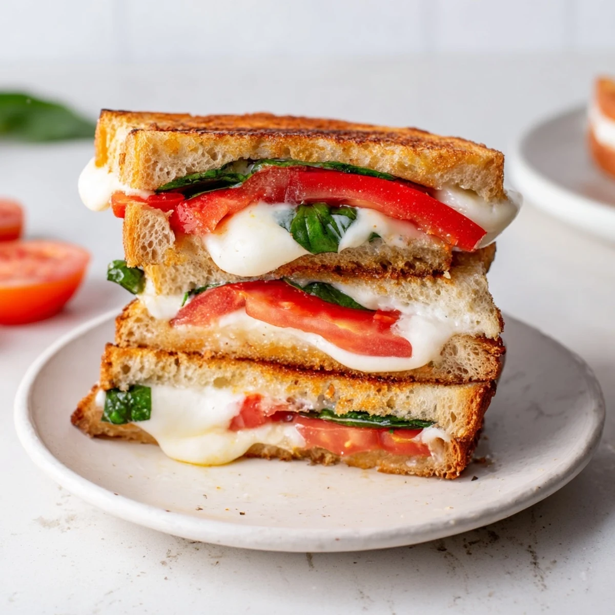 Crispy Panini Press Innovations turkey cranberry panini with Swiss cheese and baby spinach leaves.