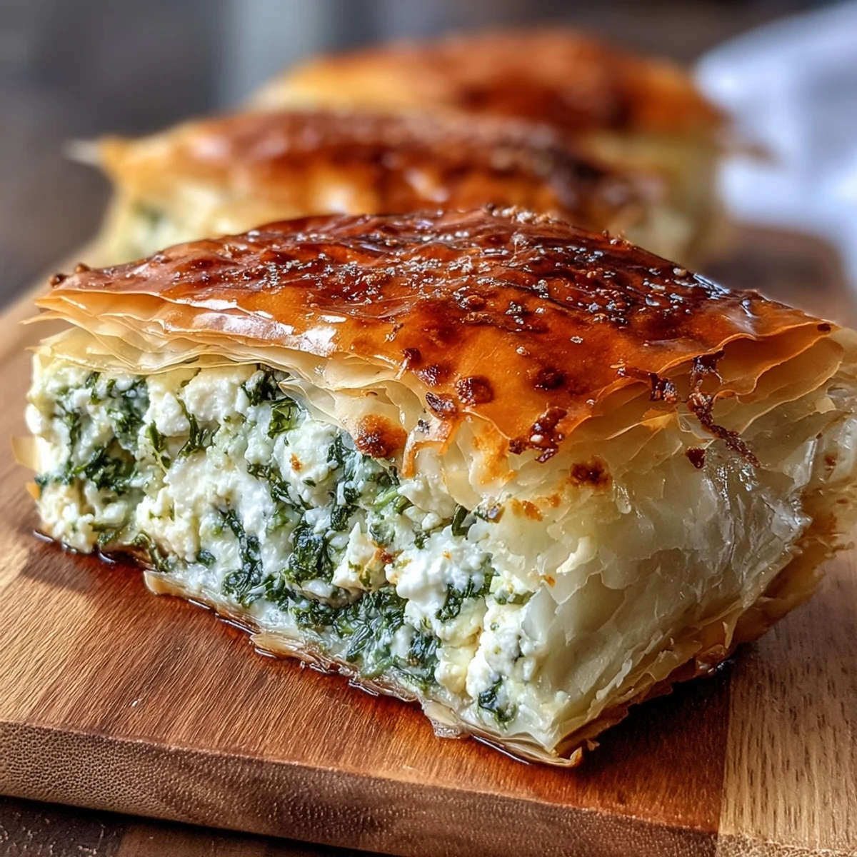 Sliced into wedges, this Turkish-inspired Feta and Kale Börek offers a crisp texture and rich, cheesy kale filling, perfect for lunch.