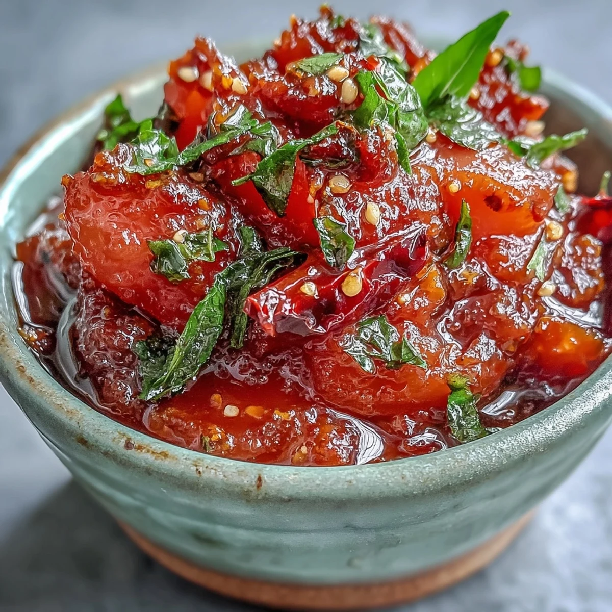 Creamy, pale pink Guava Chutney in a small bowl, garnished with fresh coriander, paired with crispy golden dosa on the side.