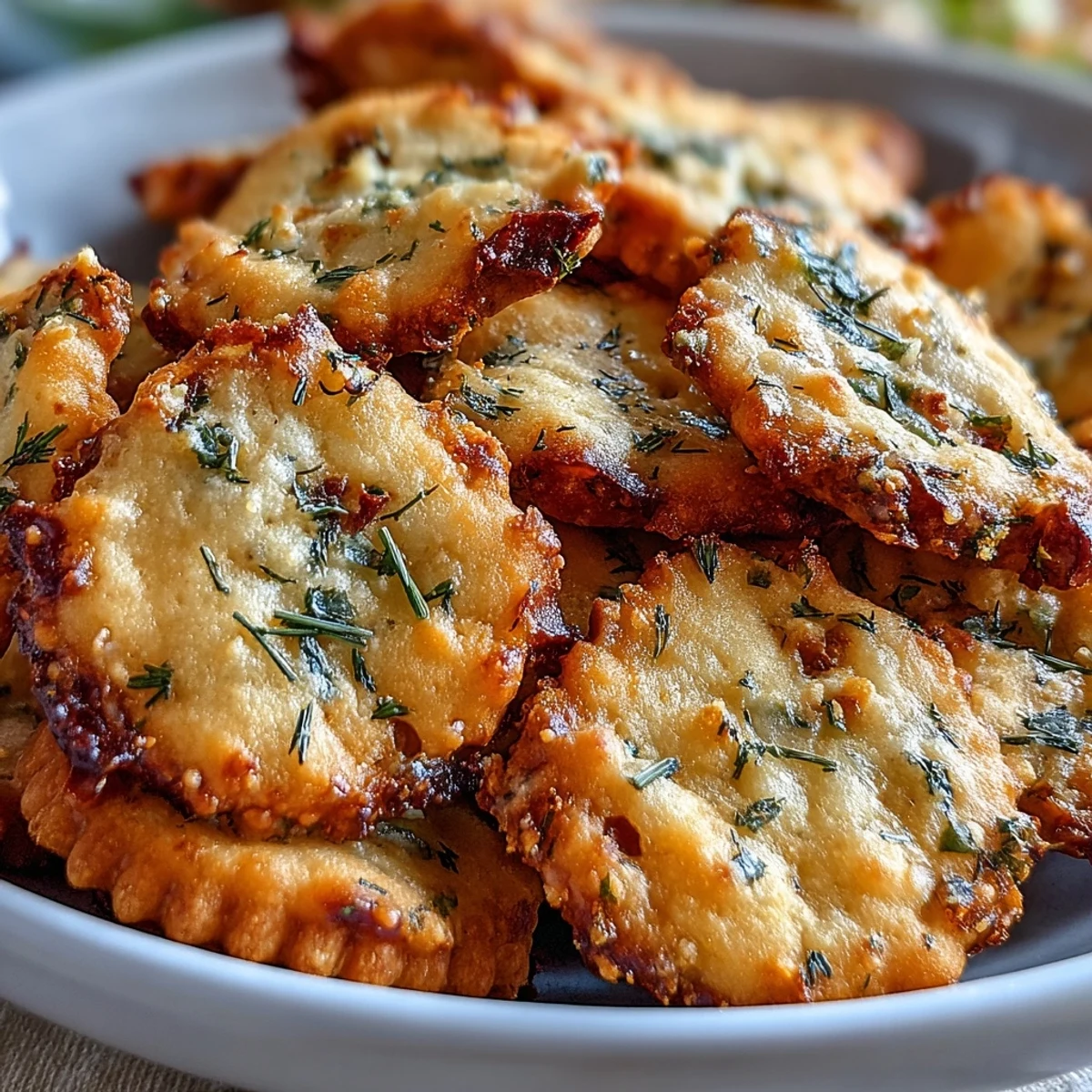 A bowl of Ranch Oyster Crackers served alongside a creamy soup, perfect for a quick snack or party appetizer.