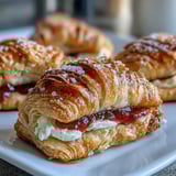 Golden, flaky Guava and Cream Cheese Pastelitos reveal bright pink filling on a rustic wooden table.