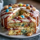Cinco de Mayo Piñata Cake with Rainbow Inside bursts with vibrant colors and a candy surprise inside.