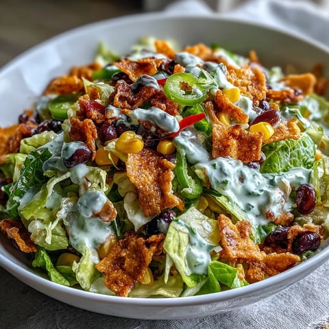 Fresh Frito Cowboy Cabbage salad in a rustic bowl, topped with extra Chili Cheese Fritos for a satisfying crunch. 