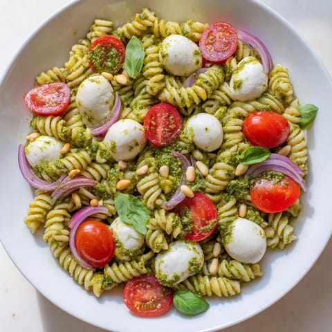 Cold Pasta Salad Pesto Mozzarella