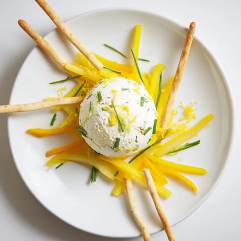 Picture the vibrant Tuscan Sunburst: Lemon-infused goat cheese surrounded by yellow pepper "rays."