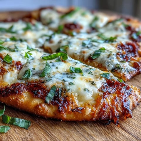 Fragrant garlic butter glistens on toasted naan crusts beneath vibrant marinara sauce and melted cheese on these Garlic Naan Margherita Pizzas.