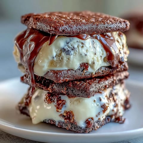 1. A visually striking black sesame ice cream sandwich featuring creamy black sesame ice cream between chewy black sesame cookies, perfect for dessert lovers.  