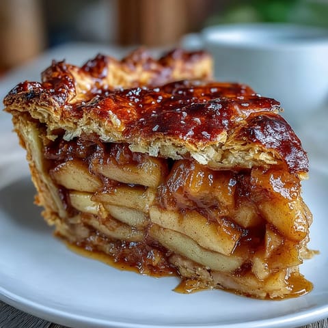 Warm cardamom apple pie with buttery lattice crust, showcasing tender cinnamon-spiced apple slices.  