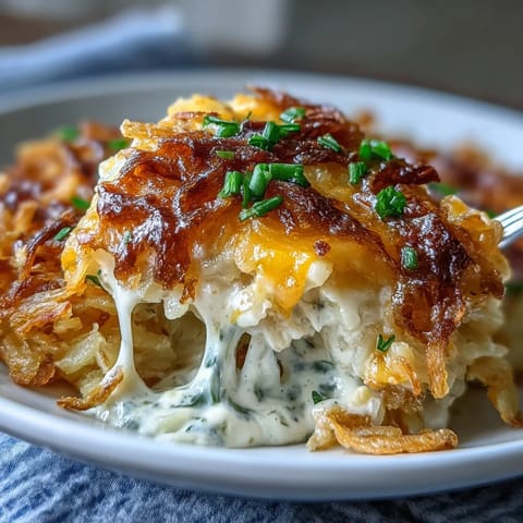Golden cheesy hashbrown casserole with melted cheddar, creamy layers, and crispy edges, inspired by Cracker Barrel's classic recipe.
