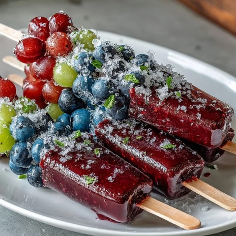 Juicy grapes on skewers coated in zesty lime sugar, frozen for a crisp, tangy-sweet treat everyone will love.