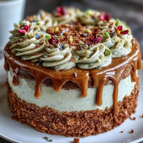Visually stunning Taurus Cake, showcasing rich butterscotch frosting and delicate floral accents.