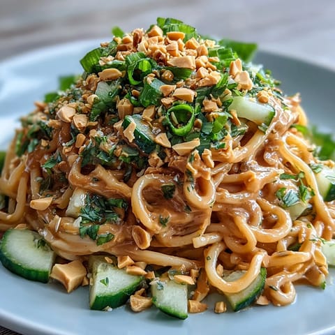 Vivid bowl showcasing delicious Cold Peanut Sesame Noodles, ready to be enjoyed.