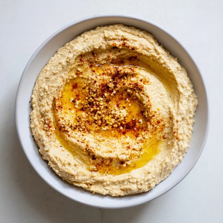 Scooping up a spoonful of the easy Perfect 5-Minute Homemade Hummus, perfect for dipping vegetables.