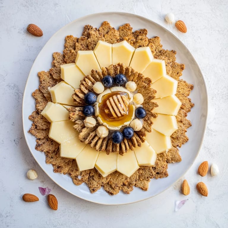 Get ready to serve a stunning "Gilded Hive" cheese board, complete with honey drizzled cheeses and fruit.