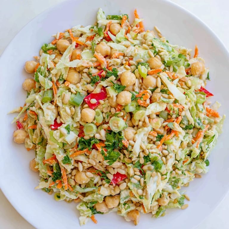 Enjoy a healthy bowl of Fiber-Forward Chickpea Salad; imagine the bright flavors and textures in every bite!