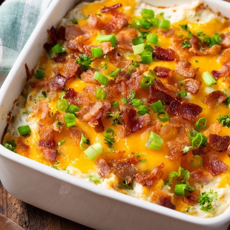 This flavorful Cheesy Bacon Ranch Dip features crispy bacon and melted cheddar cheese, perfect for dipping.