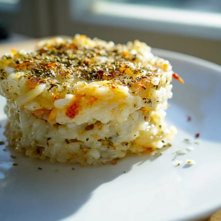 Golden Crispy rice cake cheese stacks served with marinara dipping sauce, perfect for a savory vegetarian snack.