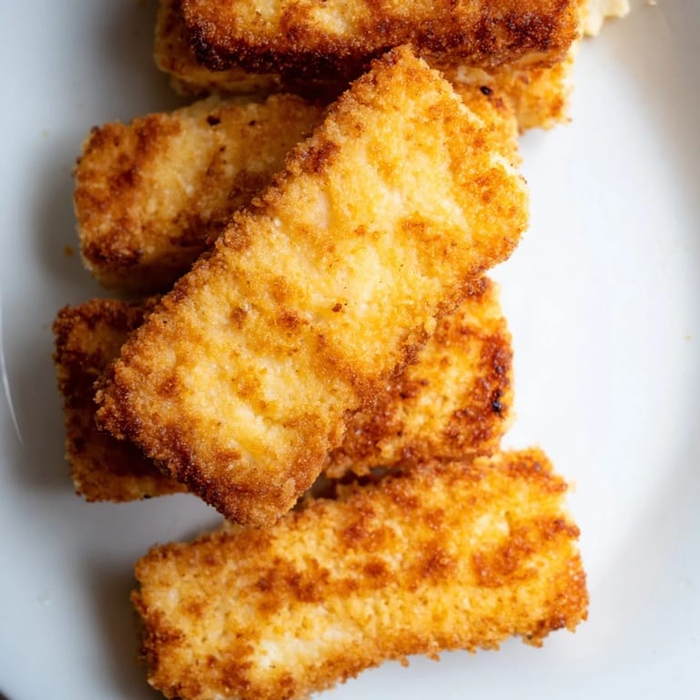 This Mediterranean appetizer features crunchy panko-coated halloumi cheese, ideal for pairing with a yogurt dip or enjoying as a savory snack.