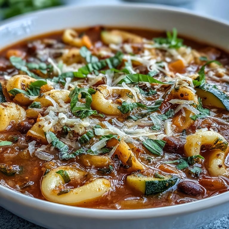 Steaming Minestrone Vegetable Soup, a delicious and wholesome Italian favorite perfect for dinner.