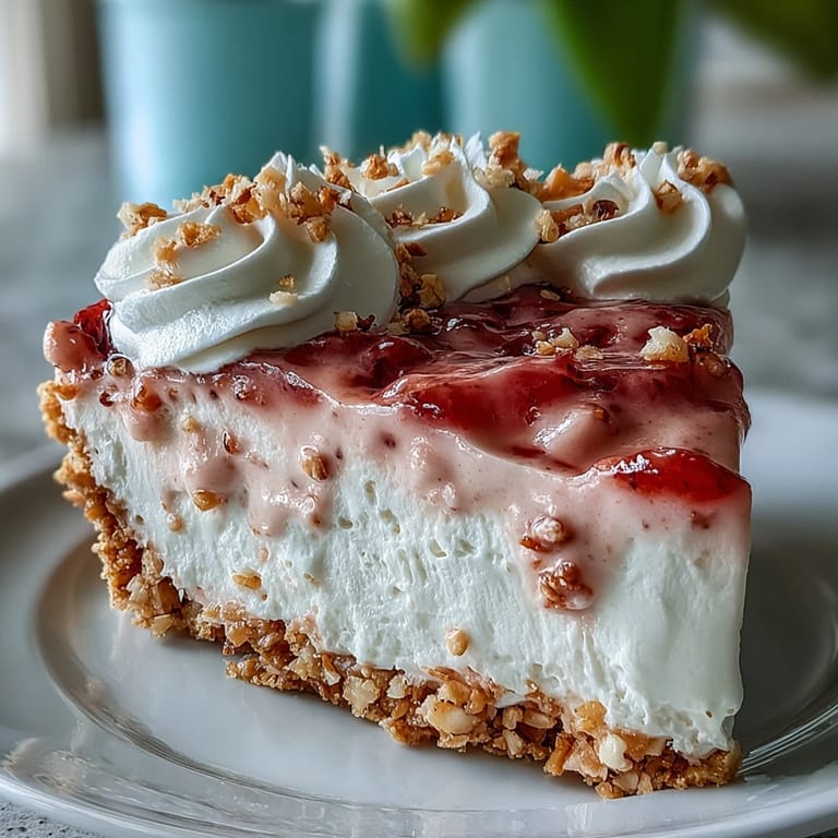A chilled slice of Guava Cloud Pie topped with fluffy whipped cream and lime zest.