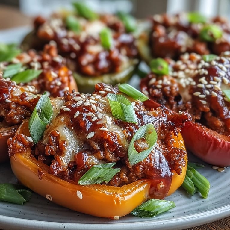 Halved mini sweet peppers filled with savory ground turkey and carrots, topped with bubbly golden cheese.