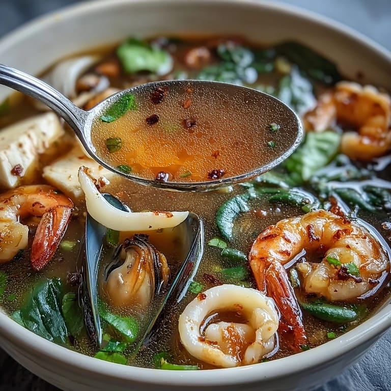 Hearty Asian hot pot featuring tender white fish, napa cabbage, and shiitake mushrooms in a fragrant broth.