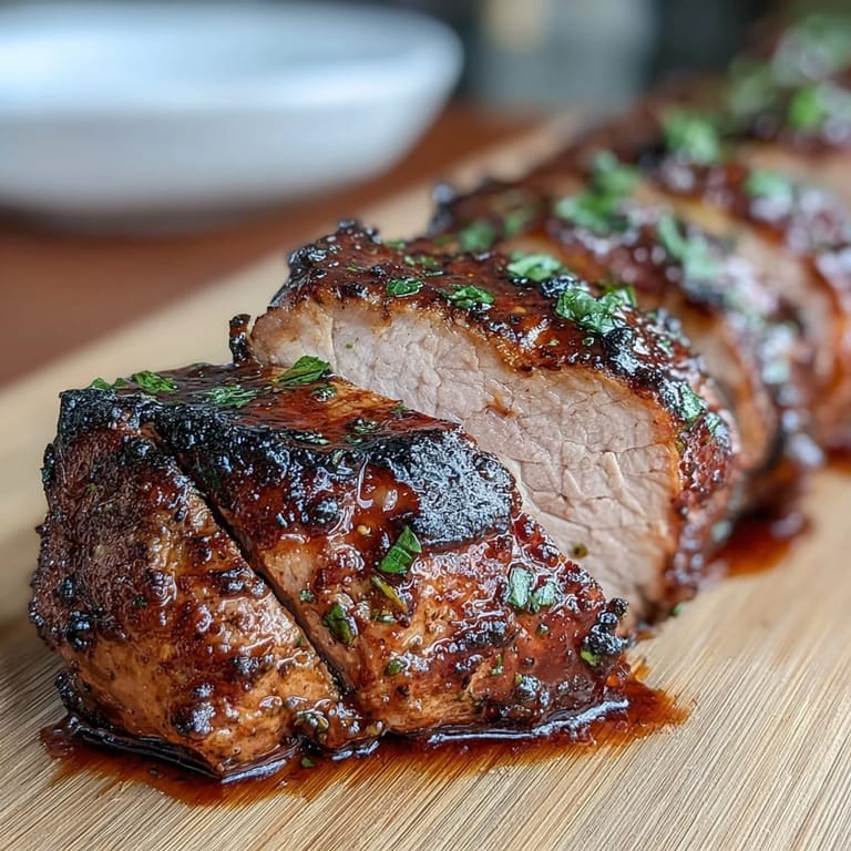 Tender pork tenderloin coated in bold jerk marinade, roasted to juicy perfection and garnished with sliced green onions and lime wedges.