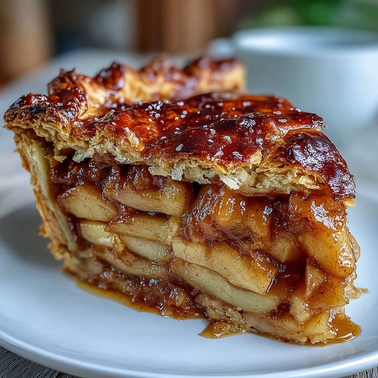 Warm cardamom apple pie with buttery lattice crust, showcasing tender cinnamon-spiced apple slices.  