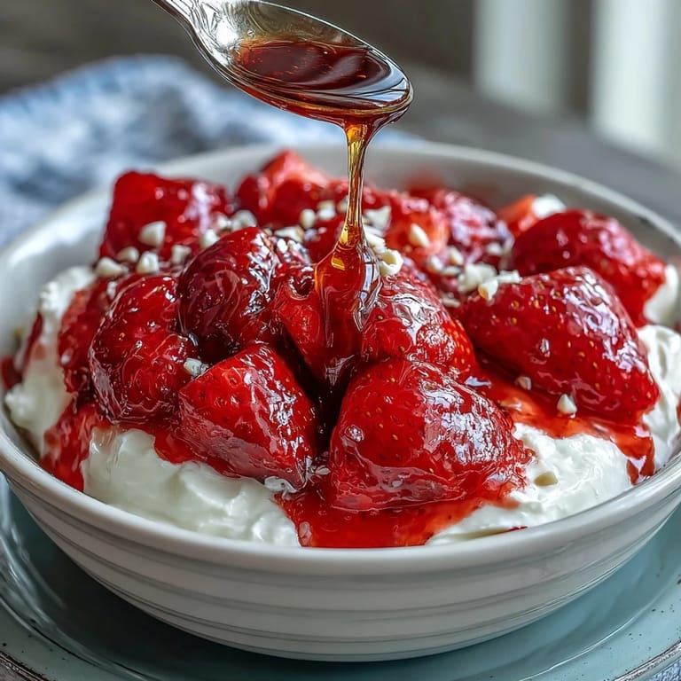 Homemade strawberry compote adds a burst of flavor to this creamy Greek yogurt bowl, finished with nuts and mint.