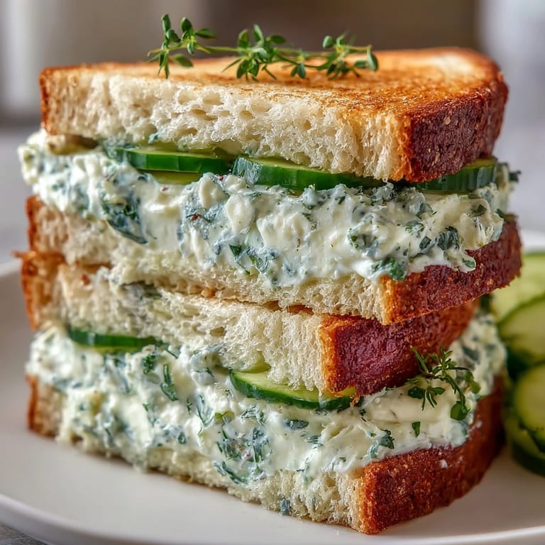 Fresh dill and chive Benedictine spread layered on crustless white bread, cut into classic tea sandwich triangles for Southern gatherings.