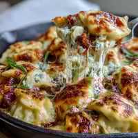 Dumpling Lasagna Skillet with Ground Turkey and Cabbage - a one-pan comfort dish layered with tender cabbage, savory turkey, and cheesy dumpling wrappers.