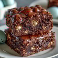 Cadbury Egg Chocolate Brownies with Crumbled Top: Rich, fudgy brownies studded with Cadbury mini eggs and topped with crunchy chocolate crumble.