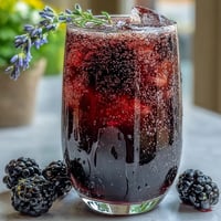 A vibrant glass of Blackberry Lavender Lemonade Fizz with fresh berries and lemon slices, perfect for summer sipping.