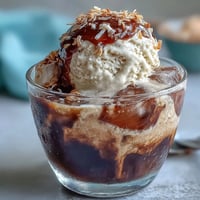 Creamy coconut cold brew float topped with melting vanilla bean ice cream.